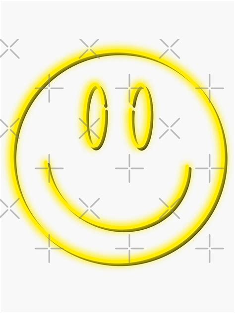 Neon Smiley Face Sticker For Sale By Siyagunda Redbubble