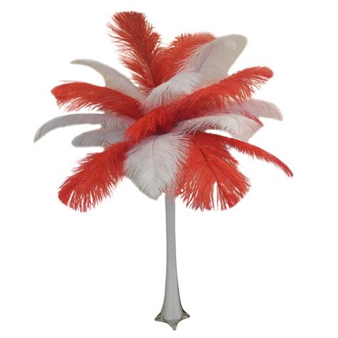 "Red and White" Ostrich Feather Centerpiece - EventsWholesale.com