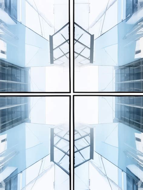 Premium Photo Symmetrical Perspective Of Glass Office Facade