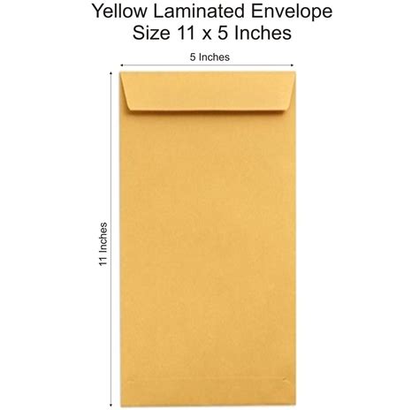 11 X 5 Yellow Laminated Envelopes 100 Gsm For Documents Office