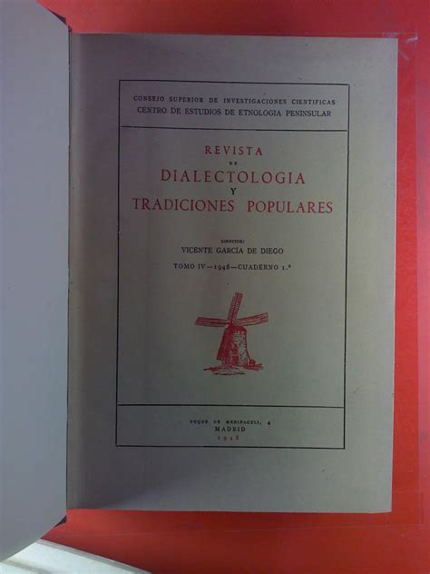 Revista De Dialectologia Y Tradiciones Populares Tomo Iv Cuaderno