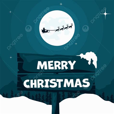 Christmas Reindeer Pulling Santas Sleigh In A Festive Night Scene Vector Snowflake Holiday