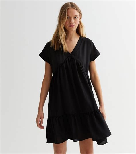 Gini London Black Smock Mini Dress Shopstyle