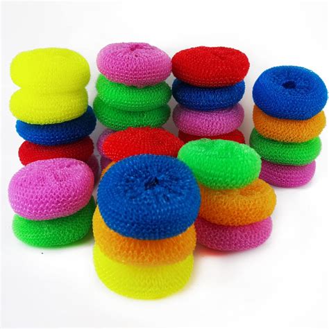 Pcs Plastic Dish Scrubbers Round Pot Scrubber Non Scratch Nylon