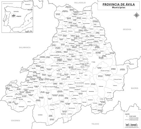 mapa blanco de la provincia de avila