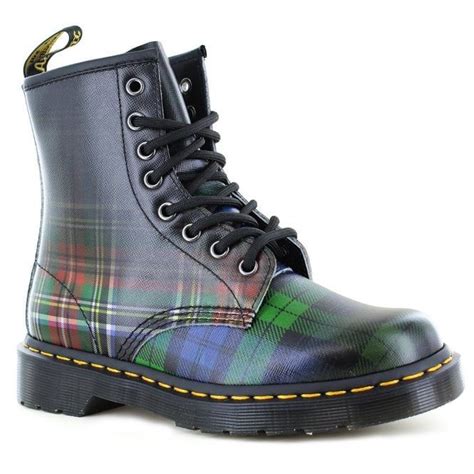 1460 Tartan Womens Leather Ankle Boots Redblack Womens Leather