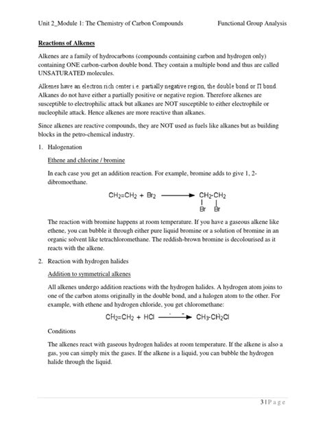 Reactions of Alkenes | PDF | Alkene | Hydrogenation