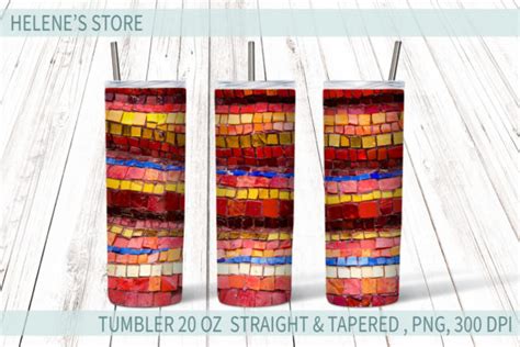 Red Mosaic Skinny Tumbler 20 Oz Wrap Graphic By Helenes Store · Creative Fabrica