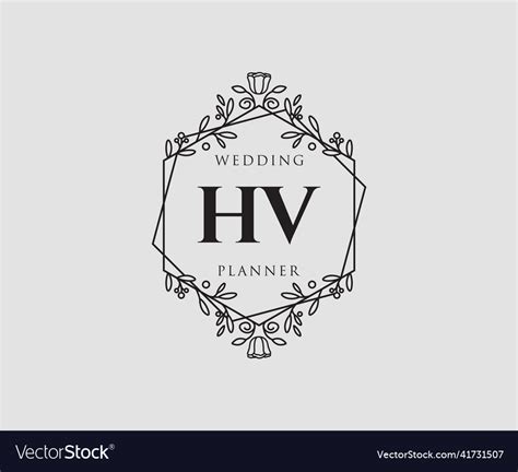 Hv Initials Letter Wedding Monogram Logos Vector Image