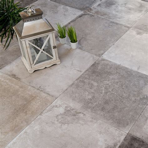 Beige Antique Cement Effect Stoneware Open Horizon 60x60 Cm