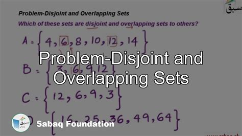 Problem Disjoint And Overlapping Sets Math Lecture Sabaq Pk YouTube