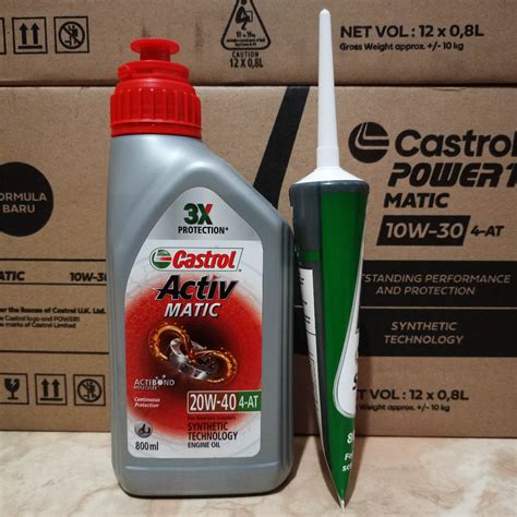 Jual PAKET OLI MESIN CASTROL AKTIV MATIC 20W 40 800ML DAN GARDAN OLI