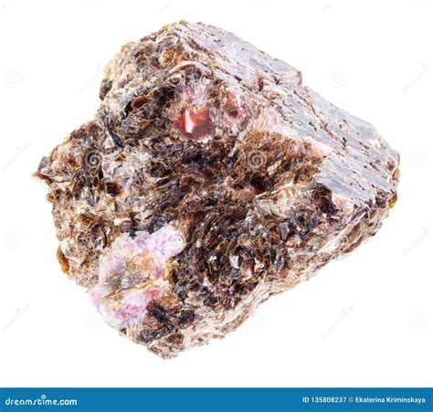 Corundum Crystals In Raw Phlogopite Stone On White Stock Image Image