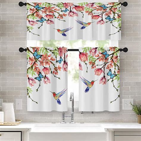 Amazon Tayney Flower Bird Kitchen Curtains Spring Butterfly Window