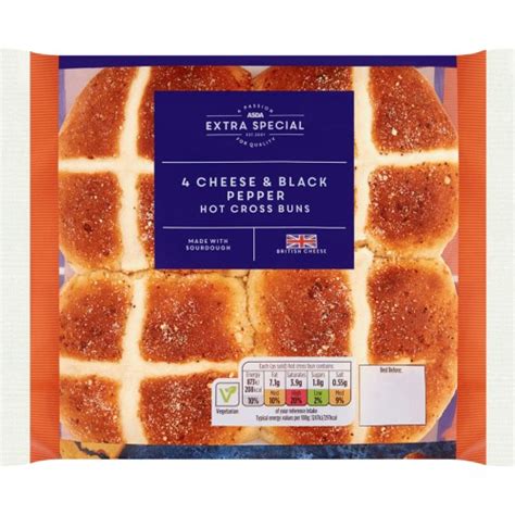 ASDA Extra Special 4 Cheese Black Pepper Hot Cross Buns 4 Compare