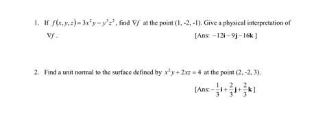 Solved 1 If F X Y Z 3x2y−y3z2 Find ∇f At The Point