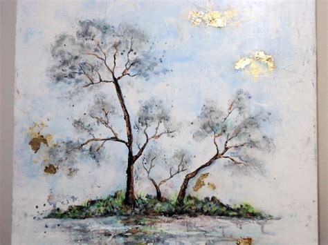 Gray Blue Absrtact Trees Painting Original Acrylic Tree Painting on ...