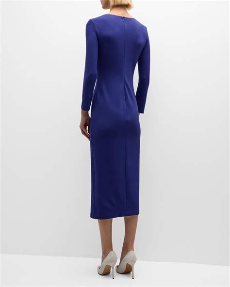 Emporio Armani Pintuck Jersey Midi Sheath Dress Neiman Marcus