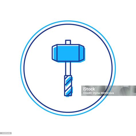 Filled Outline Medieval Battle Hammer Icon Isolated On White Background