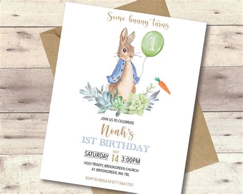 Editable Peter Rabbit Birthday Invitation Peter Rabbit Birthday Invite