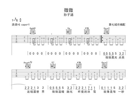 微微吉他谱孙子涵g调弹唱简单33翻唱版 吉他世界