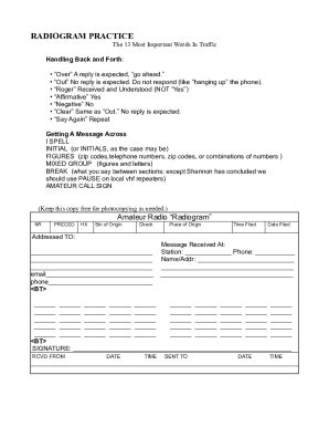 Fillable Online Amateur Radio Traffic Handler Training Fax Email Print