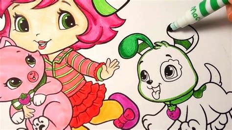 Coloring Pages Baby Strawberry Shortcake With Cat Custard And Puppy