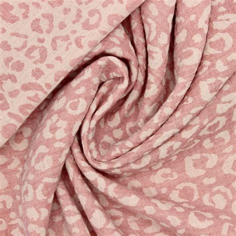 Tissu Double Gaze Jacquard L Opard Rose