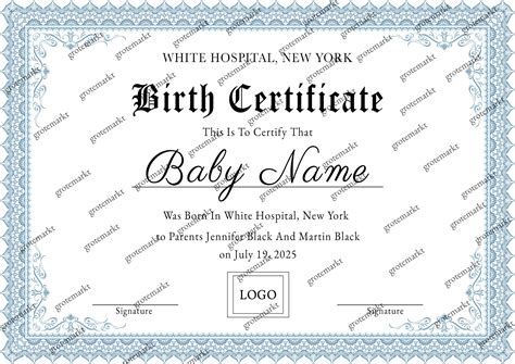 Birth Certificate Template, Printable Certificate of Birth, Baby Boy ...