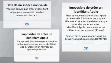 Impossible de créer un identifiant compte Apple RESOLU