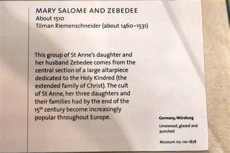 Maria Salome von Galiläa und Zebedäus Tilman Riemenschneider um 1510