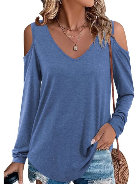 Amoretu Women S Long Sleeve Tee Shirts Casual V Neck Trendy Blouse Tops