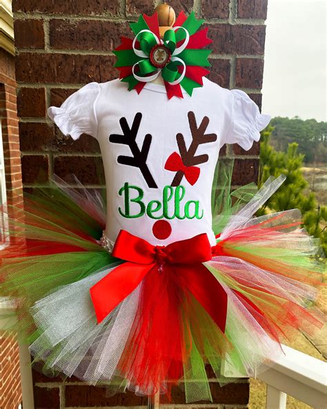 Personalized Embroidery Reindeer Tutu Set Christmas Holiday Etsy