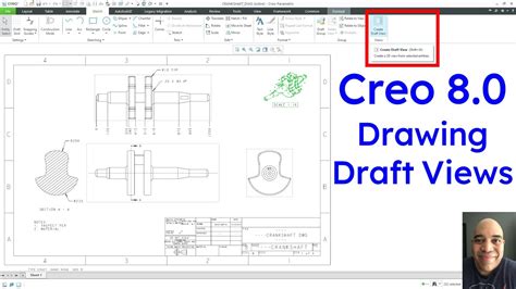 Creo Parametric 8 0 Drawing Draft Views YouTube