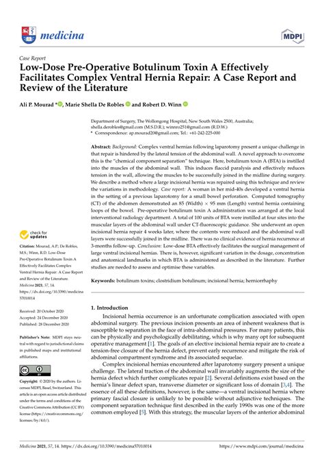 Pdf Low Dose Pre Operative Botulinum Toxin A Effectively Facilitates