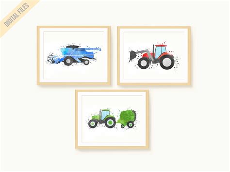 Farm Nursery Decor Bundle Tractor Wall Art Farm Vehicles Print Kids Room Decor Playroom Prints ...