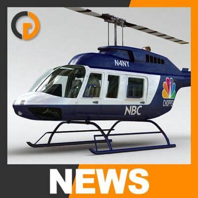 Helicopter News Bell 206L with Interior - 3D Model by CGShape