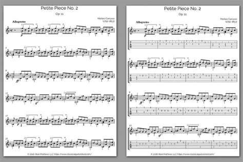 Carcassi Matteo Op No Petite Piece Classical Guitar Sheet