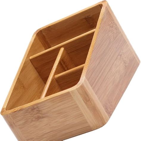 Wooden Bamboo Multi Function Desktop Organizer Compartmented Organizer