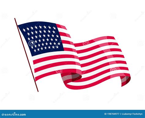 Waving Flag American Flag On White Background National Flag Waving