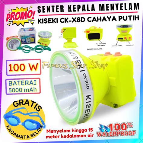 Jual Senter Kepala Selam Watt Kiseki Ck X D Cahaya Putih Super