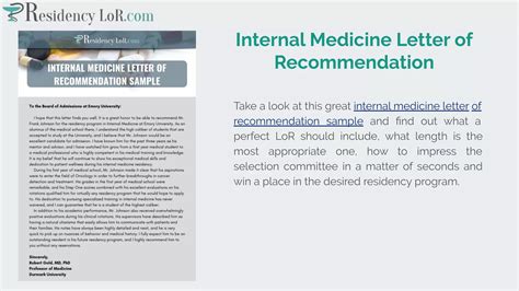 Amazing Collection Of Residency Letter Of Recommendation Samples Ppt