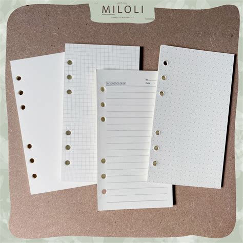 Jual Miloli Isi Binder A5 A6 A7 Polos Bergaris Refill Binder Kertas