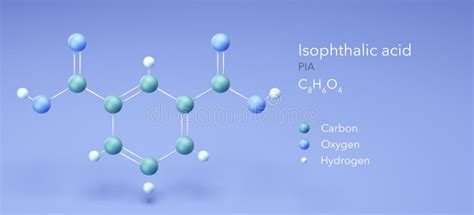 Isophthalic Acid Molecule Molecular Structures PIA 3d Model