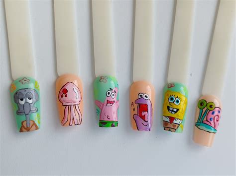 BOB ESPONJA NAILS Manicura de uñas Tutoriales de manicura Diseños