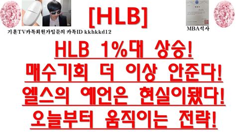 주식투자 Hlbhlb 1대 상승매수기회 더 이상 안준다엘스의 예언은 현실이됐다오늘부터 움직이는 전략 Youtube