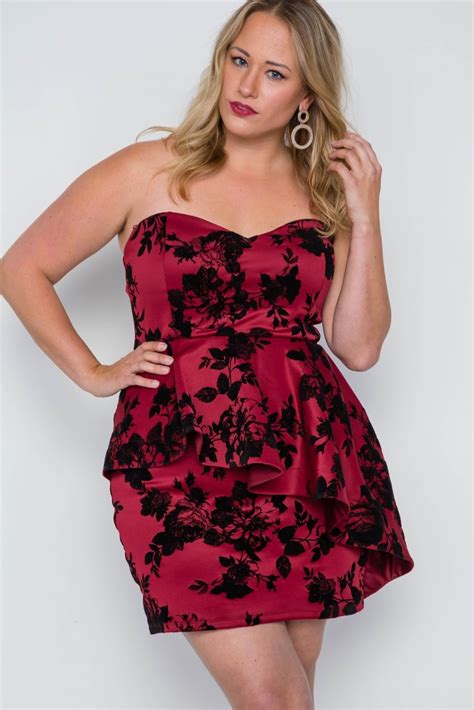 Womens Plus Size Strapless Mini Dress Dresses