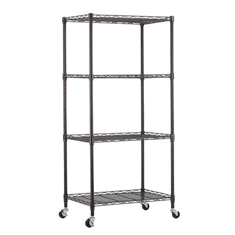 N&F 4 Shelf Garage Shelving Unit, Metal Shelves with Wheels Heavy Duty, Wire Rack Shelving (168 ...