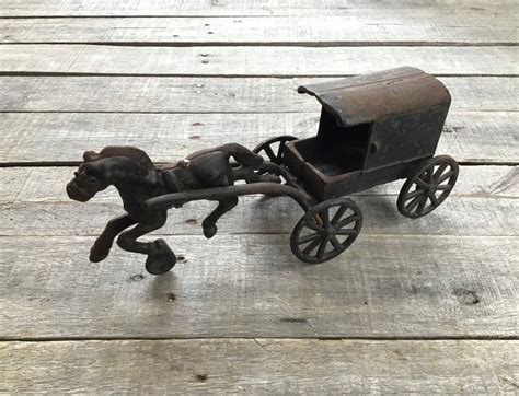 10 Vintage Iron Horse And Wagon Antique Toy Iron Horse Etsy