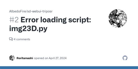 Error Loading Script Img23d Py · Issue 2 · Albedofire Sd Webui